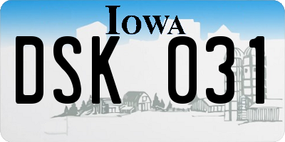 IA license plate DSK031