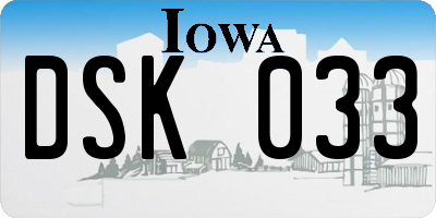 IA license plate DSK033
