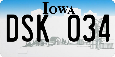 IA license plate DSK034