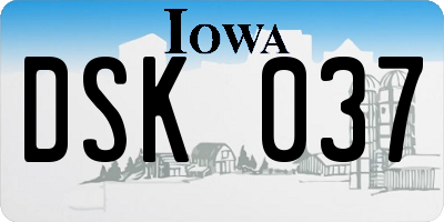 IA license plate DSK037