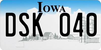 IA license plate DSK040