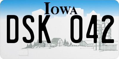 IA license plate DSK042