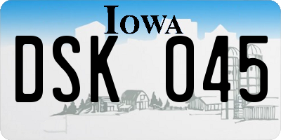 IA license plate DSK045