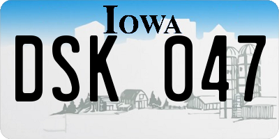 IA license plate DSK047