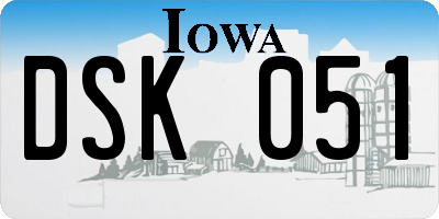 IA license plate DSK051