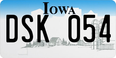 IA license plate DSK054