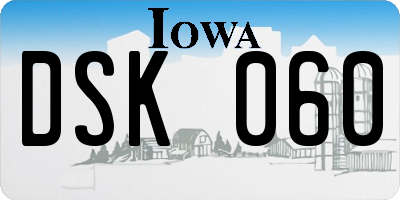 IA license plate DSK060
