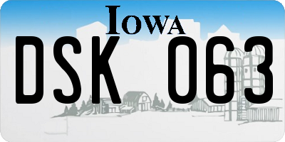 IA license plate DSK063