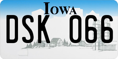 IA license plate DSK066
