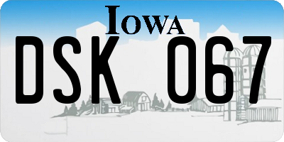 IA license plate DSK067