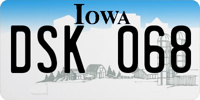 IA license plate DSK068