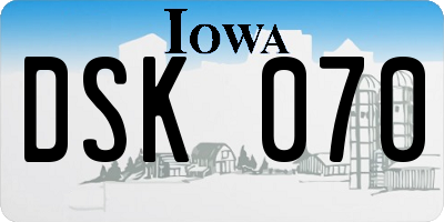 IA license plate DSK070