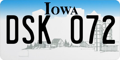 IA license plate DSK072