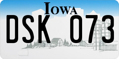 IA license plate DSK073