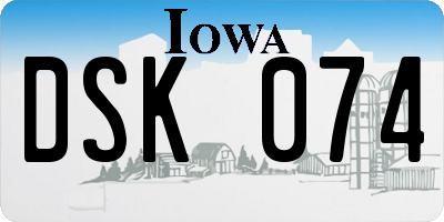 IA license plate DSK074