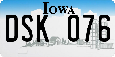 IA license plate DSK076