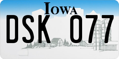 IA license plate DSK077