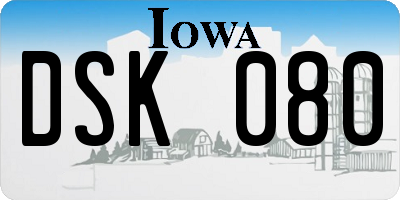 IA license plate DSK080