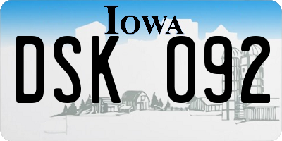 IA license plate DSK092