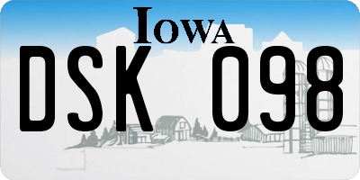 IA license plate DSK098