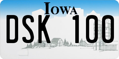 IA license plate DSK100