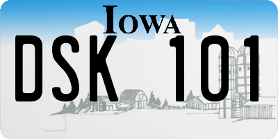 IA license plate DSK101