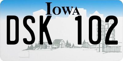 IA license plate DSK102