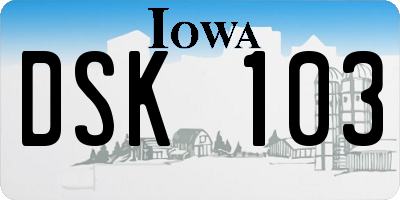 IA license plate DSK103