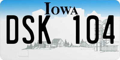 IA license plate DSK104