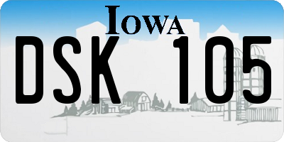 IA license plate DSK105