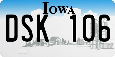 IA license plate DSK106