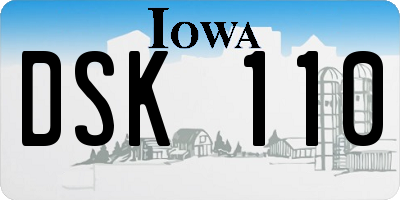 IA license plate DSK110