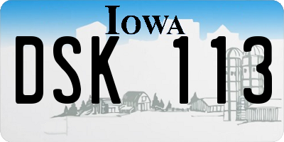 IA license plate DSK113