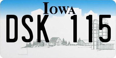 IA license plate DSK115