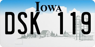 IA license plate DSK119