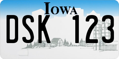 IA license plate DSK123
