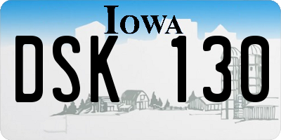 IA license plate DSK130