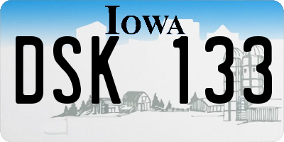 IA license plate DSK133