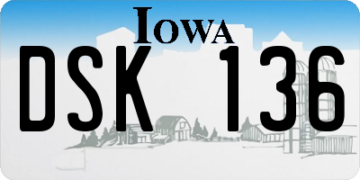 IA license plate DSK136