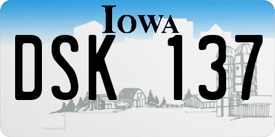 IA license plate DSK137