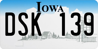 IA license plate DSK139