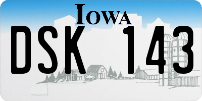 IA license plate DSK143