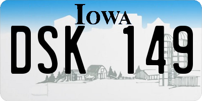 IA license plate DSK149