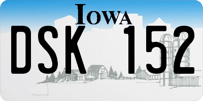 IA license plate DSK152