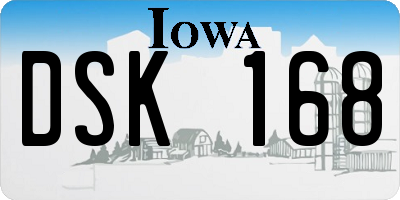 IA license plate DSK168
