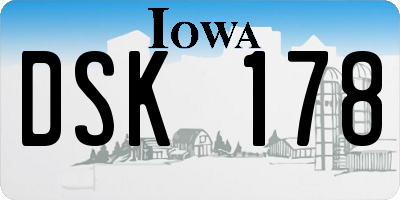 IA license plate DSK178