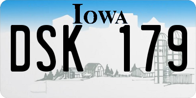 IA license plate DSK179