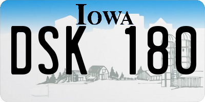 IA license plate DSK180