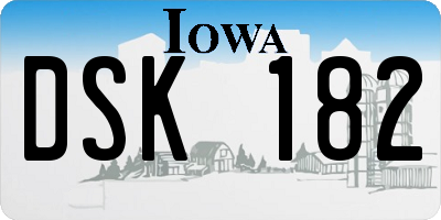 IA license plate DSK182