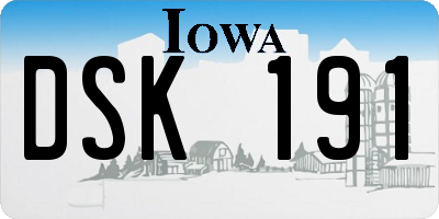 IA license plate DSK191